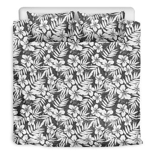 White And Grey Hawaiian Pattern Print Duvet Cover Bedding Set