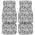 White And Grey Hawaiian Pattern Print Front and Back Car Floor Mats