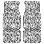 White And Grey Hawaiian Pattern Print Front and Back Car Floor Mats