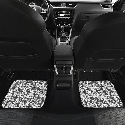 White And Grey Hawaiian Pattern Print Front and Back Car Floor Mats