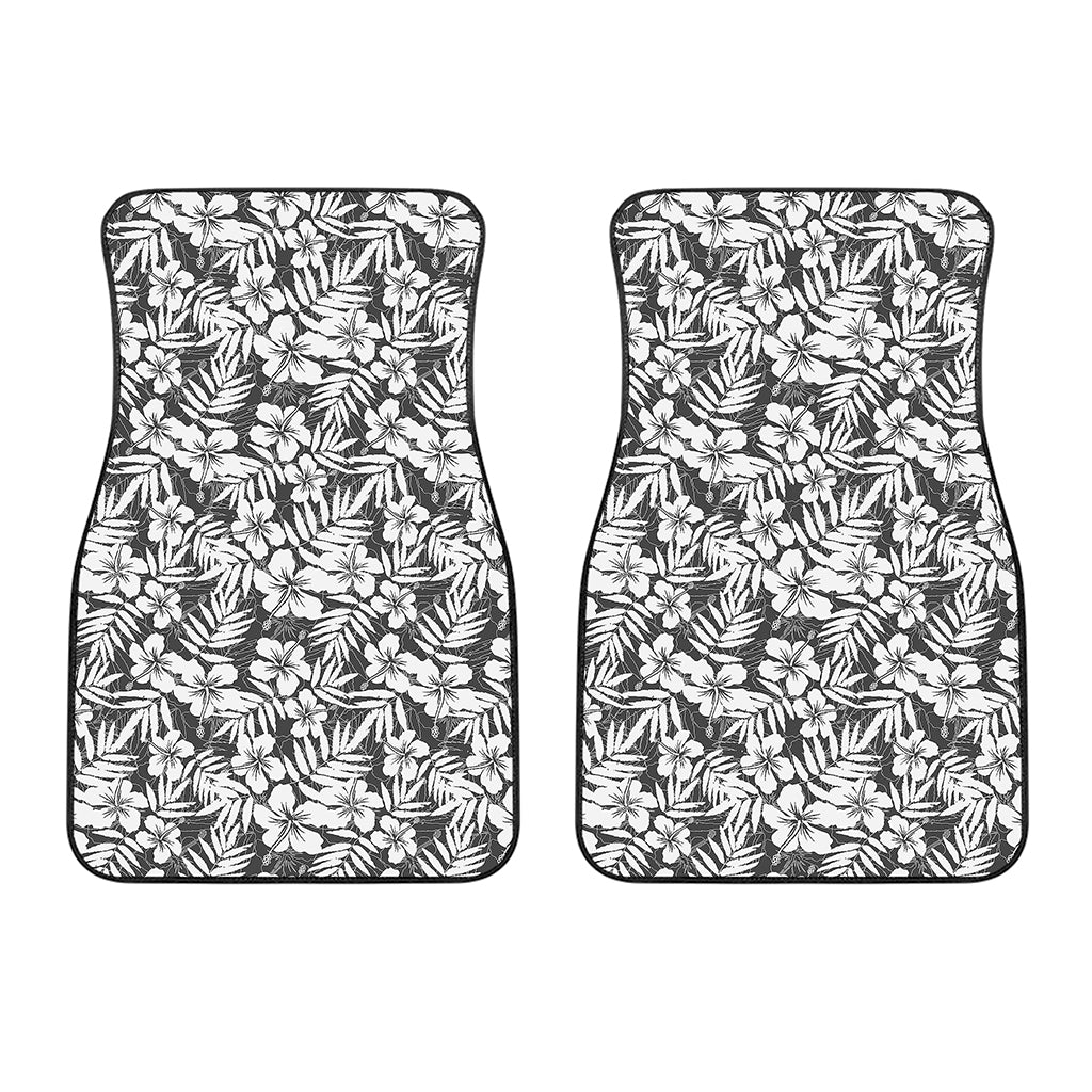White And Grey Hawaiian Pattern Print Front Car Floor Mats