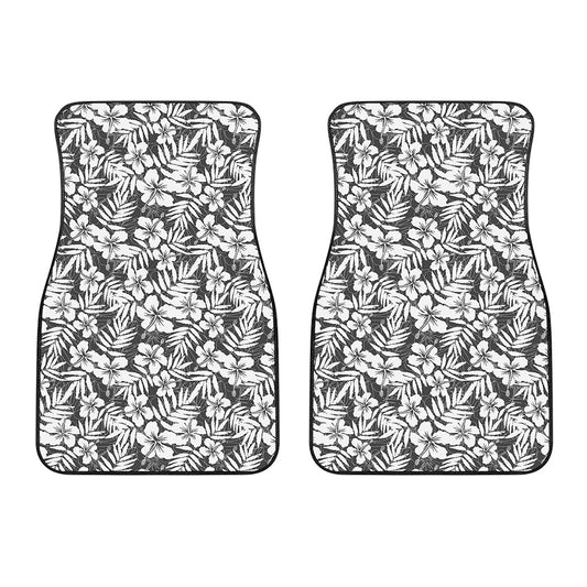 White And Grey Hawaiian Pattern Print Front Car Floor Mats