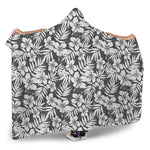 White And Grey Hawaiian Pattern Print Hooded Blanket