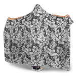 White And Grey Hawaiian Pattern Print Hooded Blanket