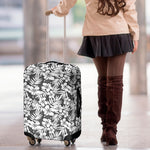 White And Grey Hawaiian Pattern Print Luggage Cover