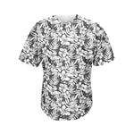 White And Grey Hawaiian Pattern Print Men's Baseball Jersey