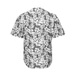 White And Grey Hawaiian Pattern Print Men's Baseball Jersey