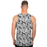 White And Grey Hawaiian Pattern Print Men's Tank Top