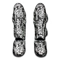White And Grey Hawaiian Pattern Print Muay Thai Shin Guards