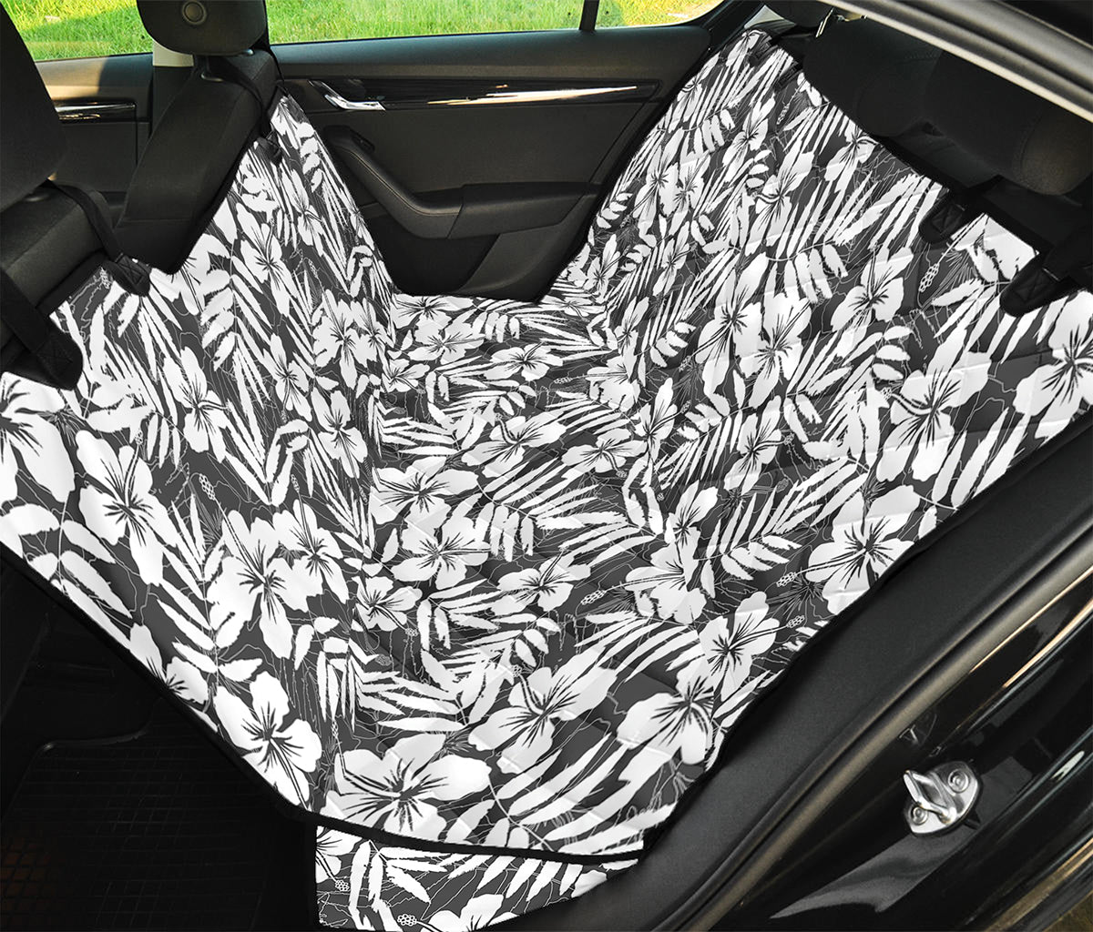 White And Grey Hawaiian Pattern Print Pet Car Back Seat Cover
