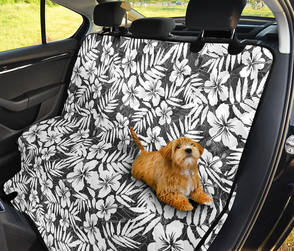 White And Grey Hawaiian Pattern Print Pet Car Back Seat Cover