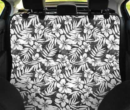 White And Grey Hawaiian Pattern Print Pet Car Back Seat Cover