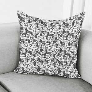 White And Grey Hawaiian Pattern Print Pillow Cover