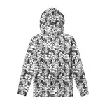 White And Grey Hawaiian Pattern Print Pullover Hoodie