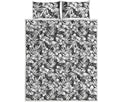 White And Grey Hawaiian Pattern Print Quilt Bed Set