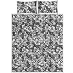 White And Grey Hawaiian Pattern Print Quilt Bed Set