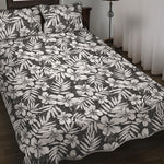 White And Grey Hawaiian Pattern Print Quilt Bed Set