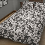 White And Grey Hawaiian Pattern Print Quilt Bed Set