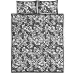 White And Grey Hawaiian Pattern Print Quilt Bed Set