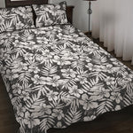 White And Grey Hawaiian Pattern Print Quilt Bed Set