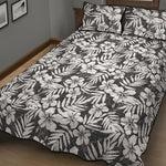 White And Grey Hawaiian Pattern Print Quilt Bed Set