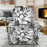 White And Grey Hawaiian Pattern Print Recliner Slipcover