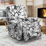 White And Grey Hawaiian Pattern Print Recliner Slipcover