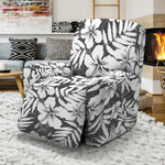 White And Grey Hawaiian Pattern Print Recliner Slipcover