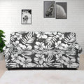 White And Grey Hawaiian Pattern Print Sofa Cover