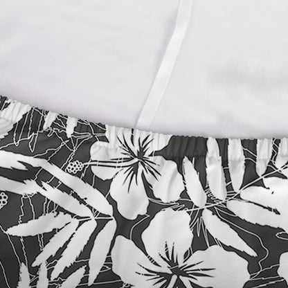 White And Grey Hawaiian Pattern Print Sofa Cover