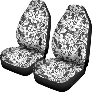 White And Grey Hawaiian Pattern Print Universal Fit Car Seat Covers