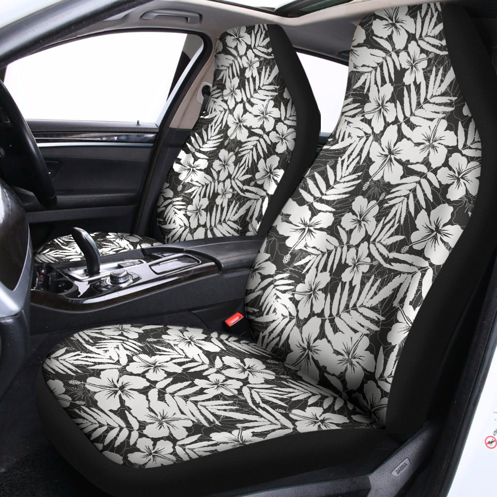 White And Grey Hawaiian Pattern Print Universal Fit Car Seat Covers