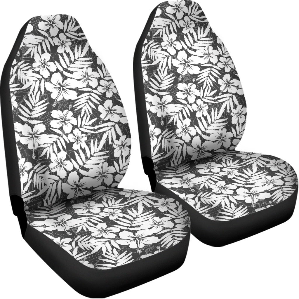 White And Grey Hawaiian Pattern Print Universal Fit Car Seat Covers