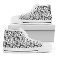 White And Grey Hawaiian Pattern Print White High Top Sneakers