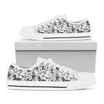 White And Grey Hawaiian Pattern Print White Low Top Shoes