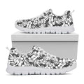 White And Grey Hawaiian Pattern Print White Running Shoes