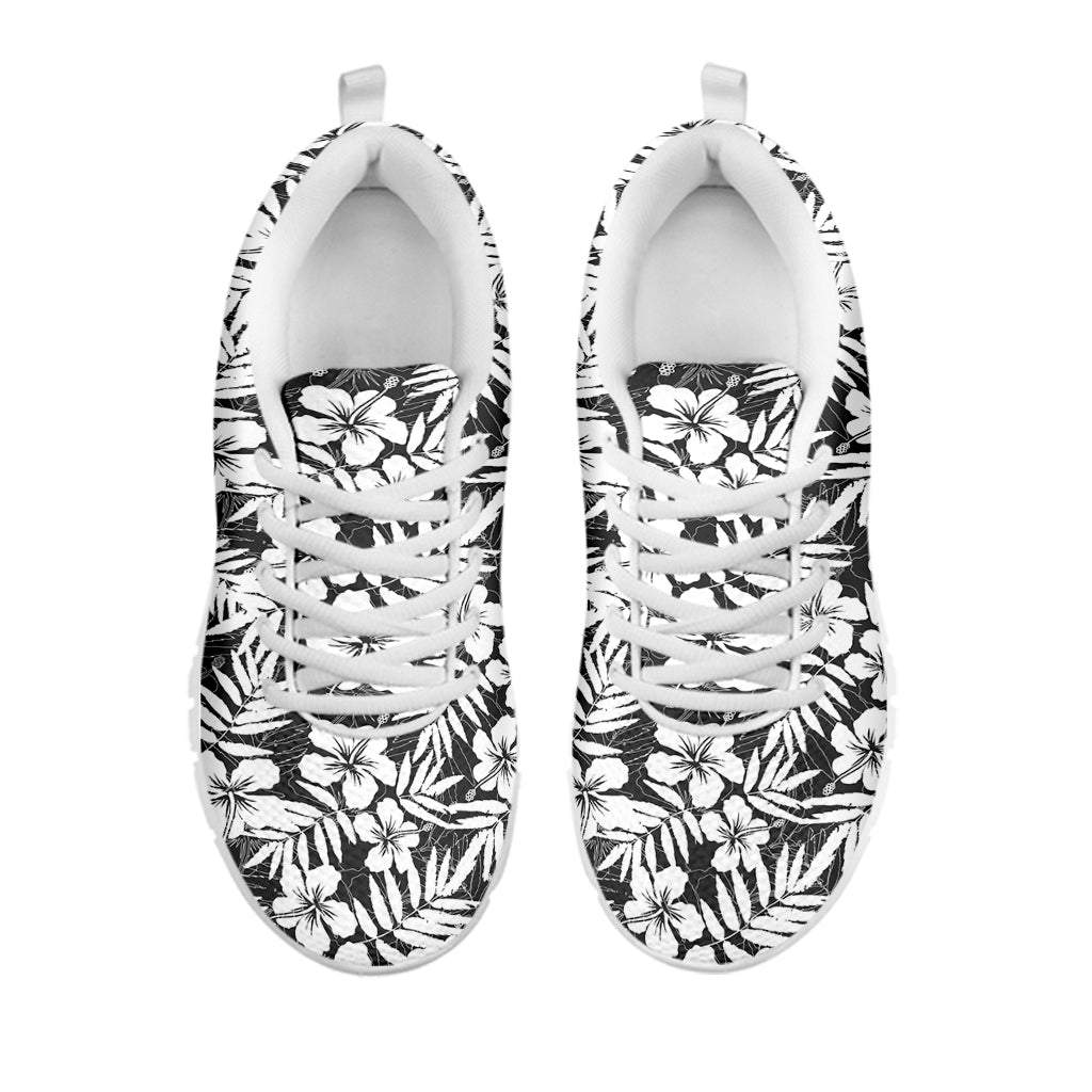 White And Grey Hawaiian Pattern Print White Sneakers