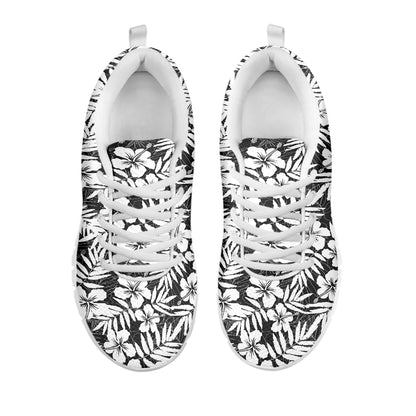 White And Grey Hawaiian Pattern Print White Sneakers