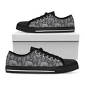 White And Grey Indian Elephant Print Black Low Top Sneakers