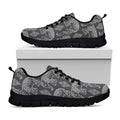 White And Grey Indian Elephant Print Black Running Shoes