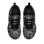 White And Grey Indian Elephant Print Black Sneakers