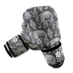 White And Grey Indian Elephant Print Boxing Gloves