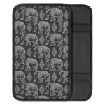 White And Grey Indian Elephant Print Car Center Console Cover