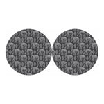 White And Grey Indian Elephant Print Car Coasters