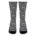 White And Grey Indian Elephant Print Crew Socks