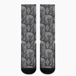 White And Grey Indian Elephant Print Crew Socks