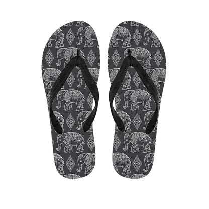 White And Grey Indian Elephant Print Flip Flops