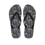 White And Grey Indian Elephant Print Flip Flops