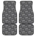 White And Grey Indian Elephant Print Front and Back Car Floor Mats