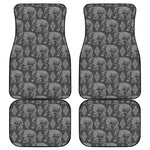 White And Grey Indian Elephant Print Front and Back Car Floor Mats
